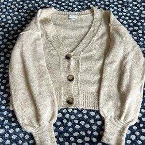 Topshop Cream Ribbed Cardigan Sweater